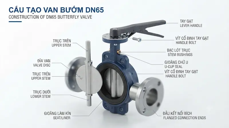 Nguyên lý hoạt động và cấu tạo bên trong của van bướm