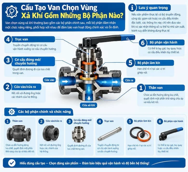 Hình ảnh checklist các bước cần kiểm tra khi lắp đặt và vận hành van chọn vùng xả khí.