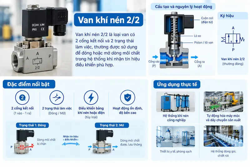 Giới thiệu chi tiết về khái niệm của van khí nén trong công nghiệp