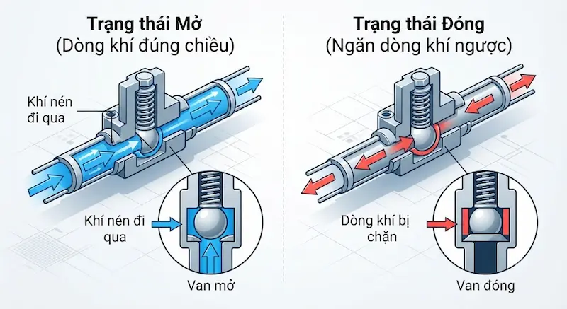 Nguyên lý hoạt động và cấu tạo bên trong của van khí nén trong công nghiệp