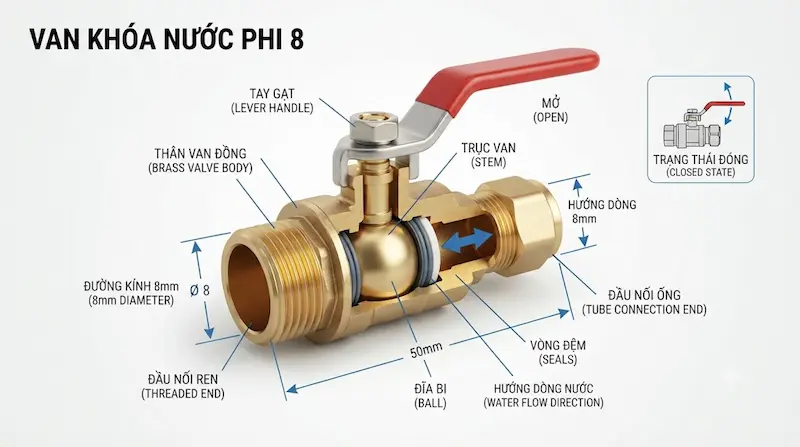Nguyên lý hoạt động và cấu tạo của van khóa nước phi trong công nghiệp