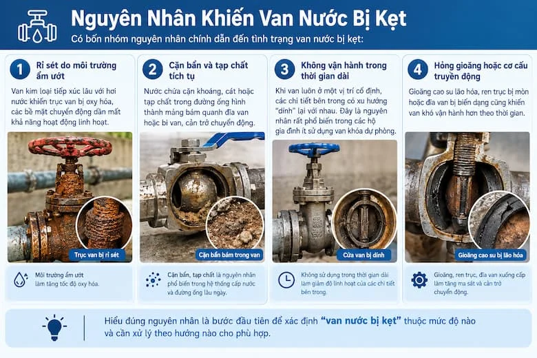 Hướng Dẫn Nhận Biết Các Nguyên Nhân Phổ Biến Khiến Van Nước Bị Kẹt
