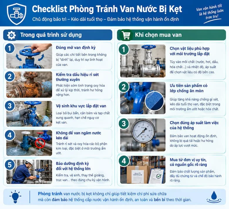 Checklist Phòng Tránh Van Nước Bị Kẹt Trong Quá Trình Sử Dụng Và Lắp Đặt