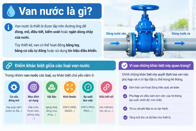 Giới thiệu chi tiết về khái niệm của các loại van nước trong công nghiệp