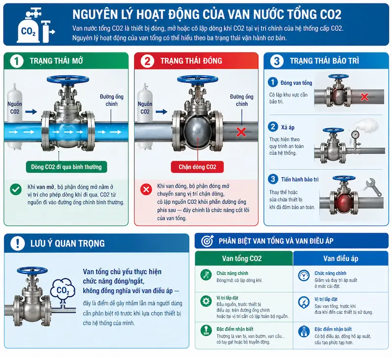 Nguyên lý hoạt động của van nước tổng CO2 trong công nghiệp