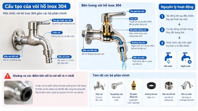 Cấu Tạo Và Nguyên Lý Hoạt Động Của Vòi Hồ Inox 304