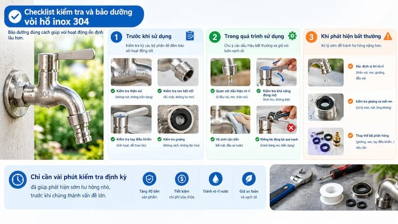 Kiểm Tra Và Bảo Dưỡng Vòi Hồ Inox 304