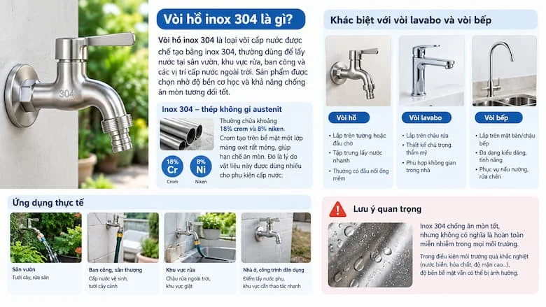 Vòi Hồ Inox 304 – Đặc Điểm Và Ứng Dụng Thực Tế