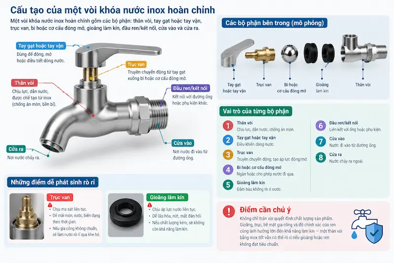 Cấu tạo bên trong của vòi khóa nước trong công nghiệp