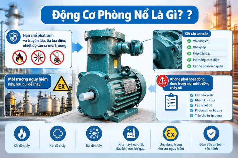 Hình ảnh sản phẩm thực tế với thiết kế chắc chắn, thân máy bằng kim loại, kết cấu chuyên dụng và các chi tiết bên ngoài được thể hiện rõ nét, phù hợp sử dụng trong môi trường công nghiệp có yêu cầu an toàn cao.