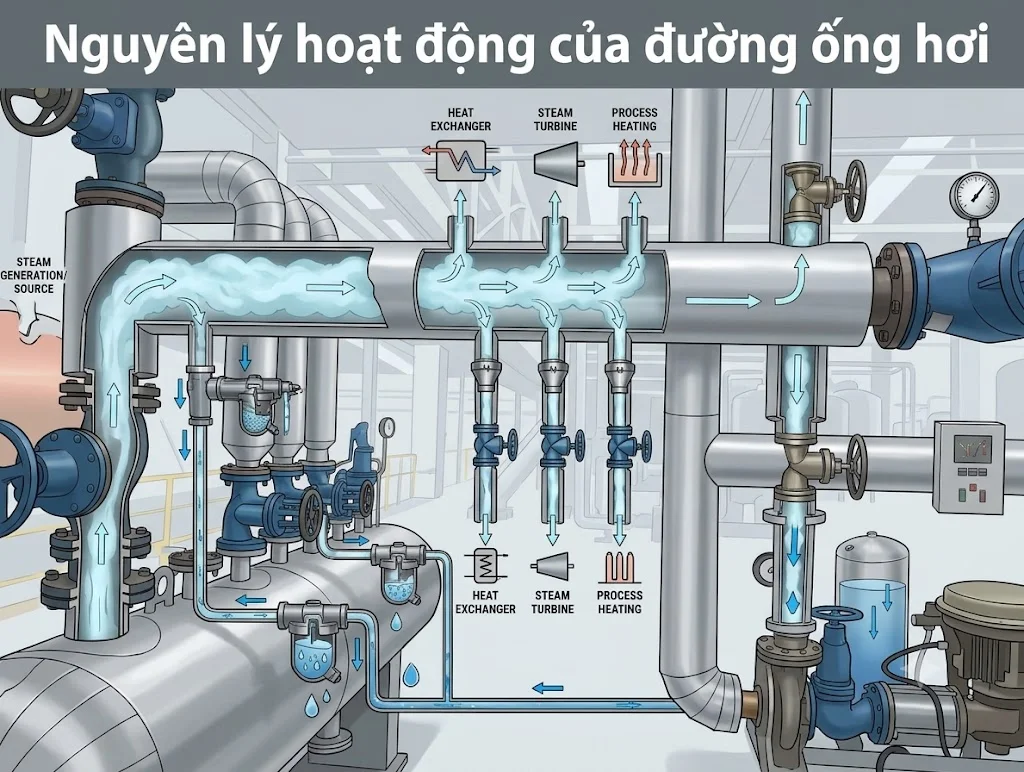 Nguyên lý hoạt động và cấu tạo bên trong của Steam Piping
