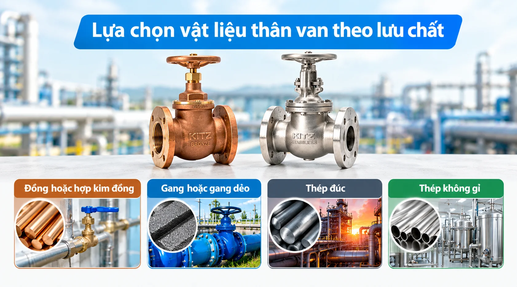 Lựa chọn vật liệu thân van theo lưu chất