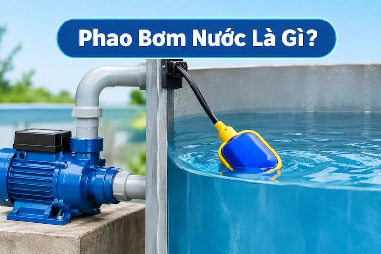 Minh họa phao bơm nước và nguyên lý hoạt động tự độn