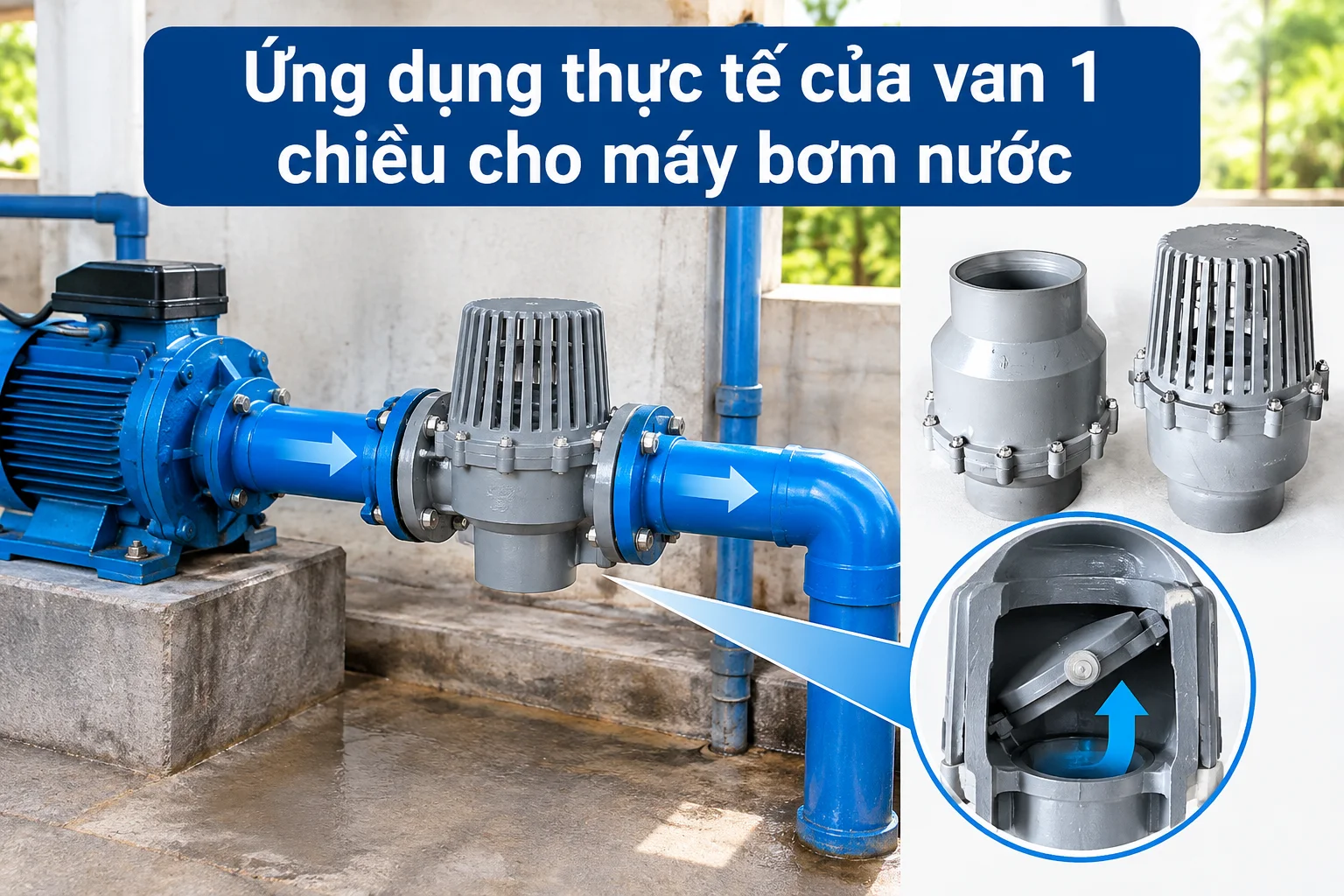 Ứng dụng thực tế của van một chiều cho máy bơm nước