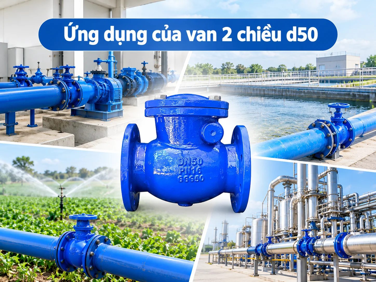 Ứng dụng thực tế của van hai chiều d50 trong các lĩnh vực cơ sở hạ tầng
