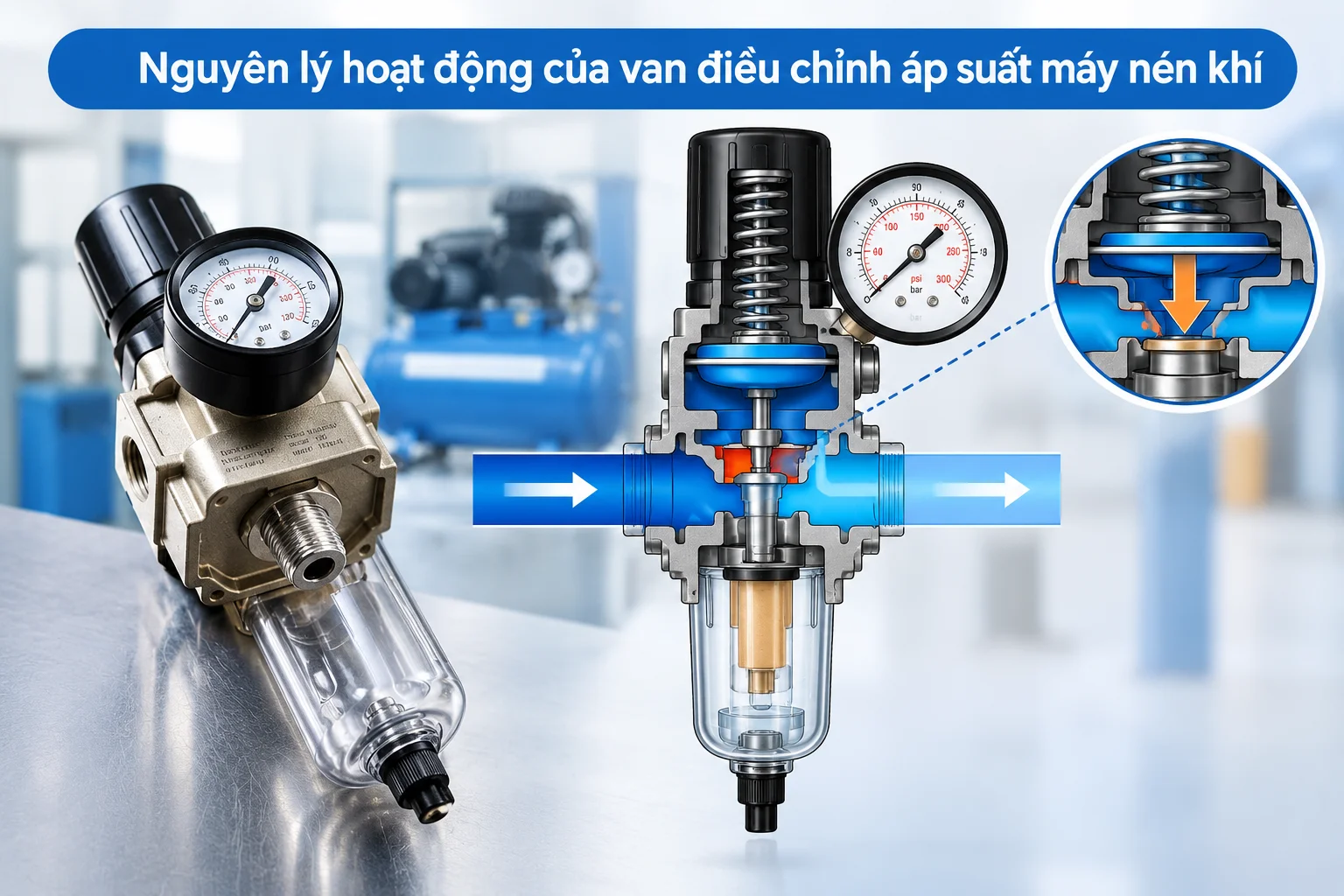 Nguyên lý hoạt động của van điều chỉnh áp suất