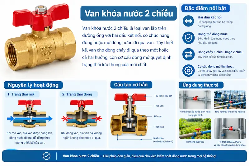 Giới thiệu chi tiết về khái niệm của van khóa nước hai chiều