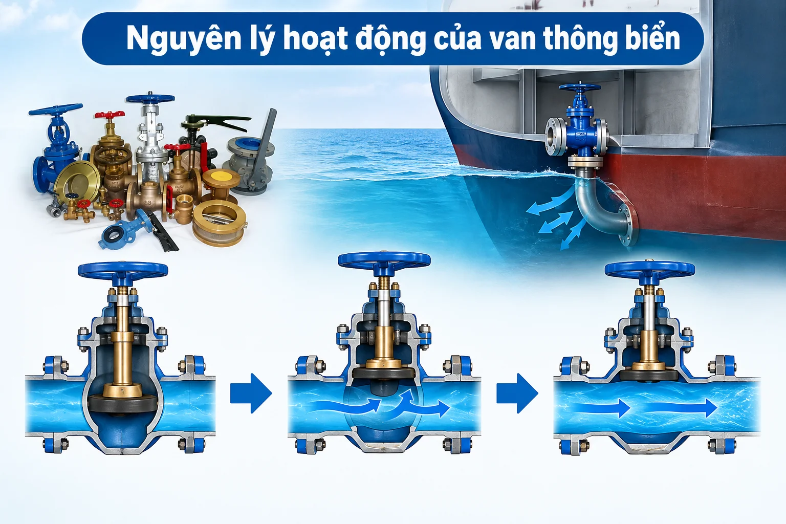 Nguyên lý hoạt động và cấu tạo bên trong của van thông ra biển