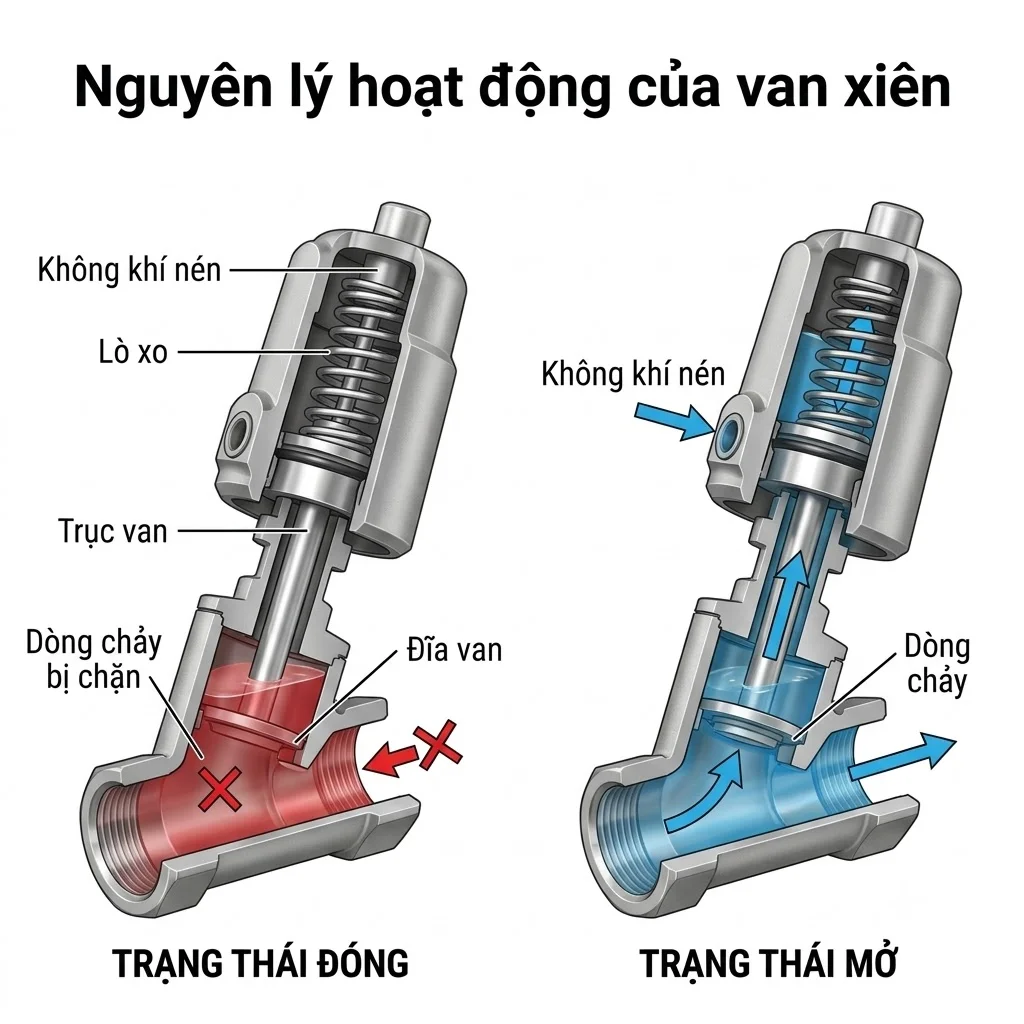 Nguyên lý hoạt động và cấu tạo bên trong của Angle Seat Valve